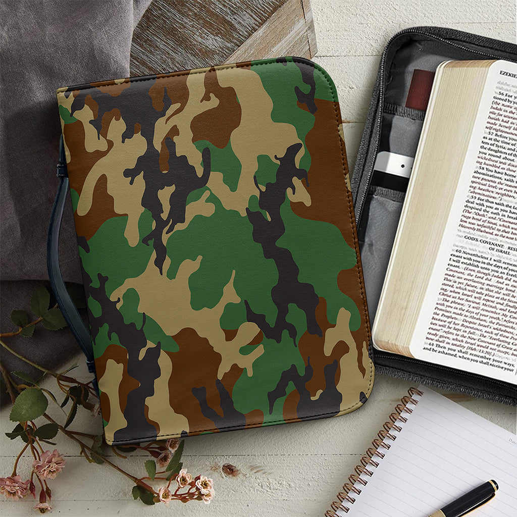Green And Brown Camouflage Print Leather Bible Cover