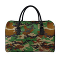 Green And Brown Camouflage Print Leather Duffel Bag