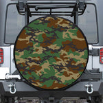 Green And Brown Camouflage Print Leather Spare Tire Cover