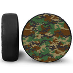 Green And Brown Camouflage Print Leather Spare Tire Cover