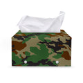 Green And Brown Camouflage Print Leather Tissue Box Cover