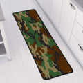 Green And Brown Camouflage Print Long Kitchen Mat