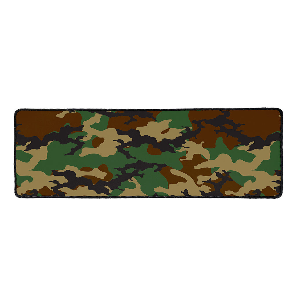 Green And Brown Camouflage Print Long Kitchen Mat