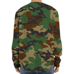 Green And Brown Camouflage Print Long Sleeve Baseball Jersey