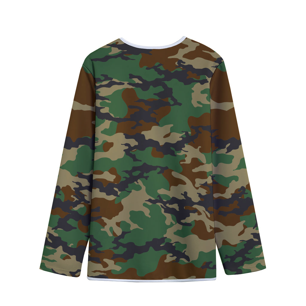 Green And Brown Camouflage Print Long Sleeve Short Coat
