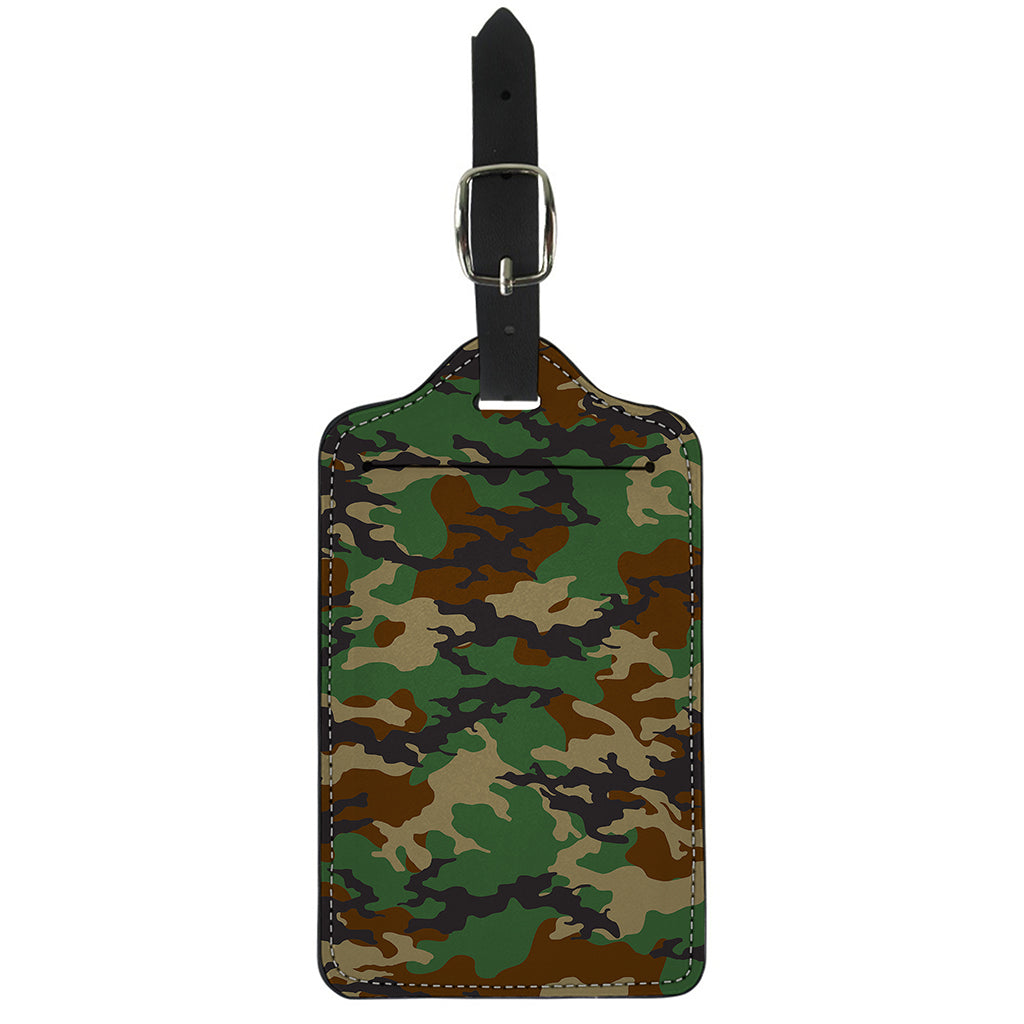 Green And Brown Camouflage Print Luggage Tag