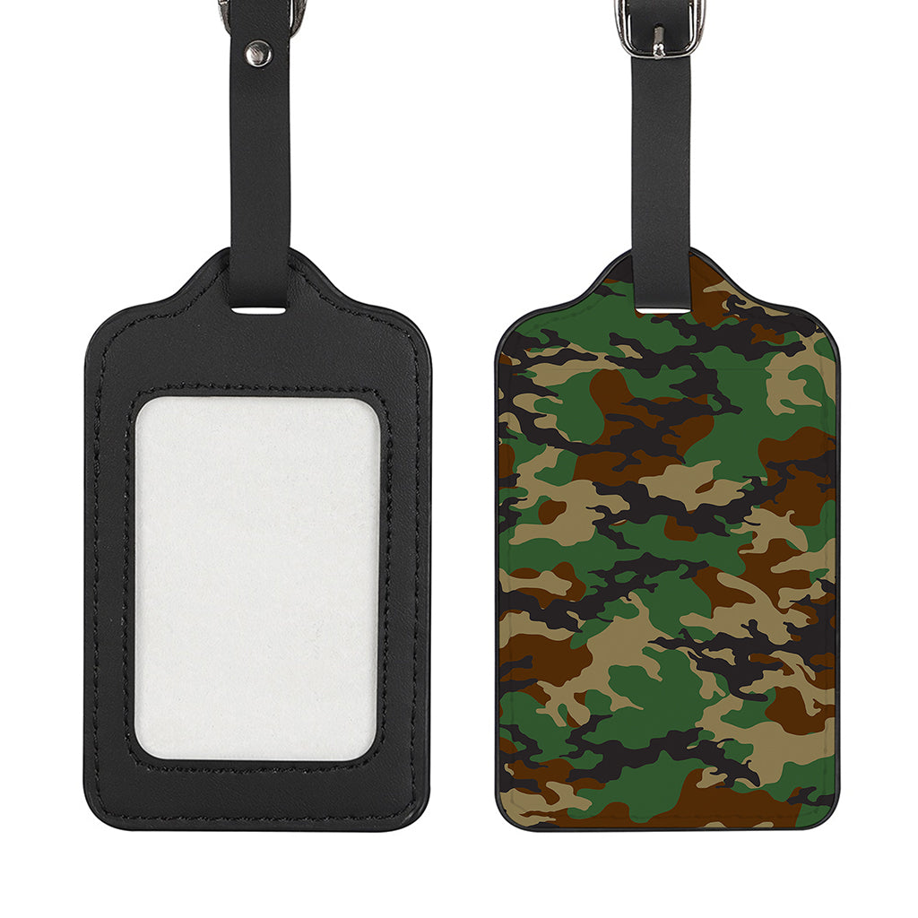 Green And Brown Camouflage Print Luggage Tag