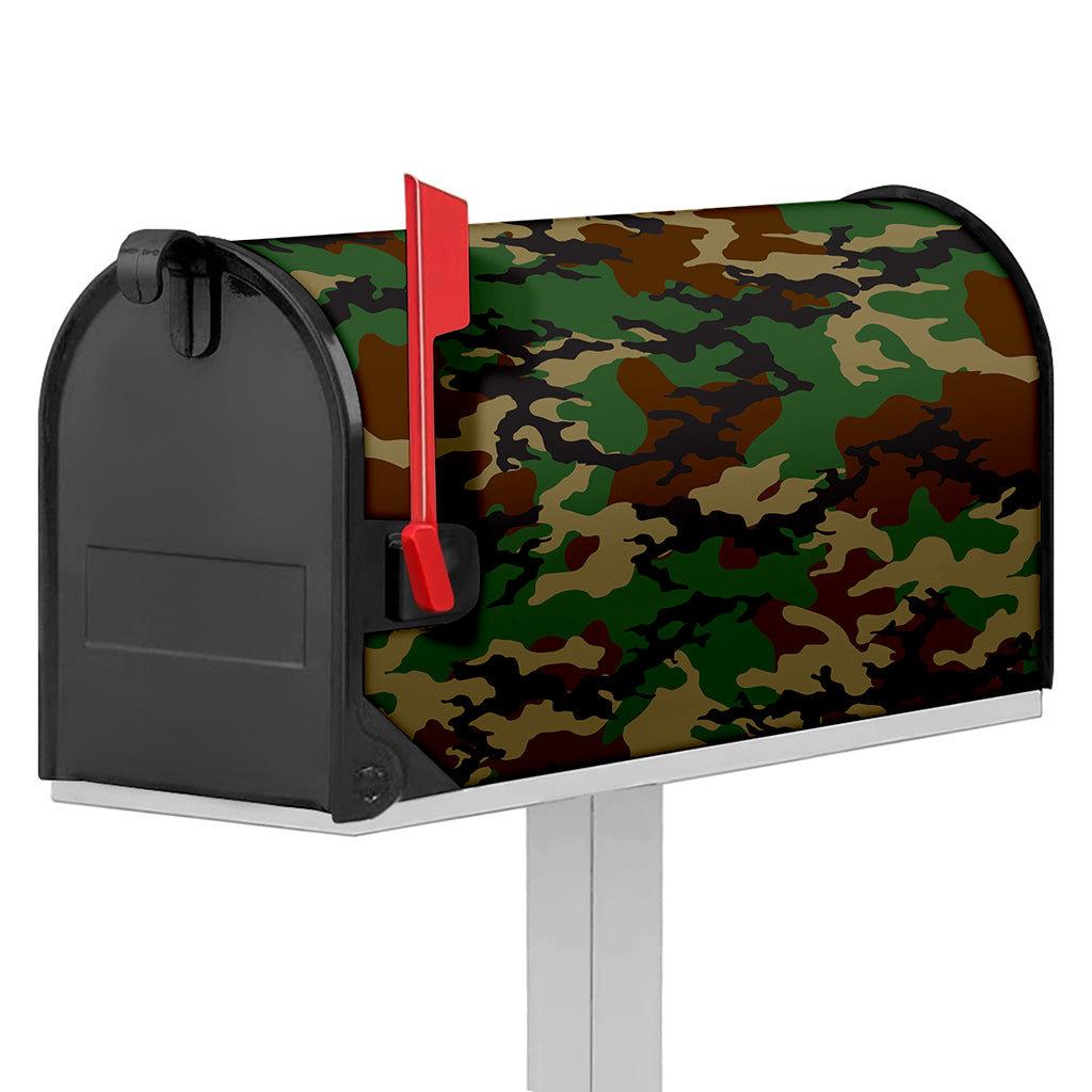 Green And Brown Camouflage Print Mailbox Cover