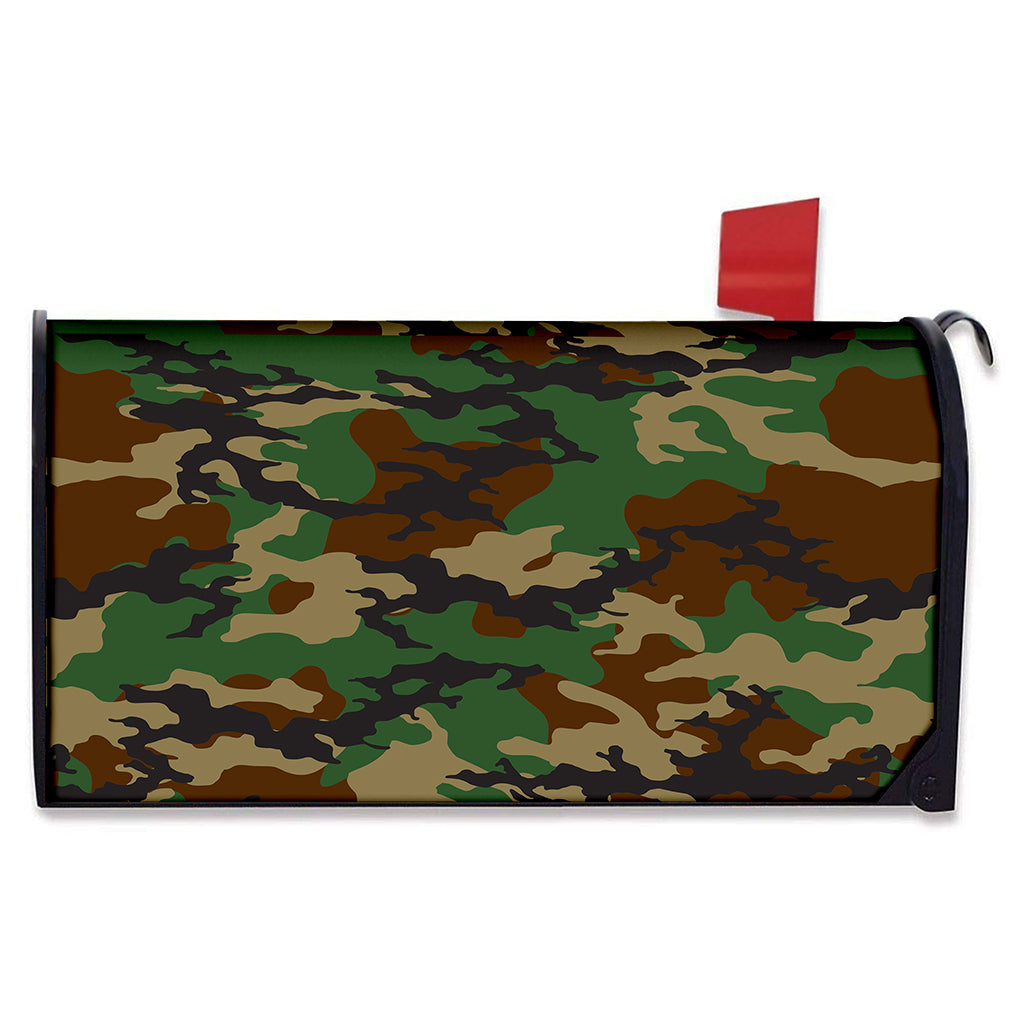 Green And Brown Camouflage Print Mailbox Cover