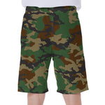 Green And Brown Camouflage Print Men's Beach Shorts