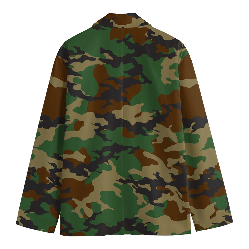Green And Brown Camouflage Print Men's Blazer