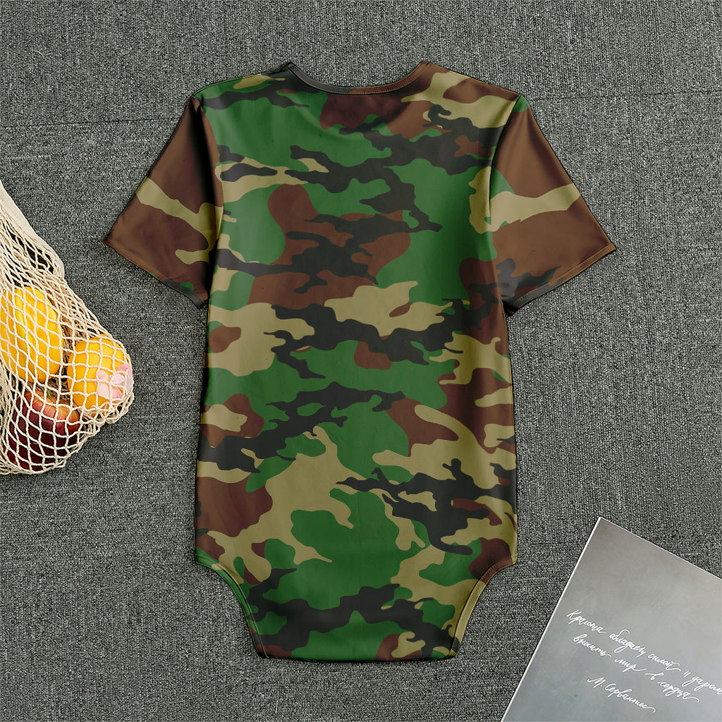 Green And Brown Camouflage Print Men's Bodysuit