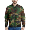 Green And Brown Camouflage Print Men's Bomber Jacket