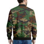 Green And Brown Camouflage Print Men's Bomber Jacket