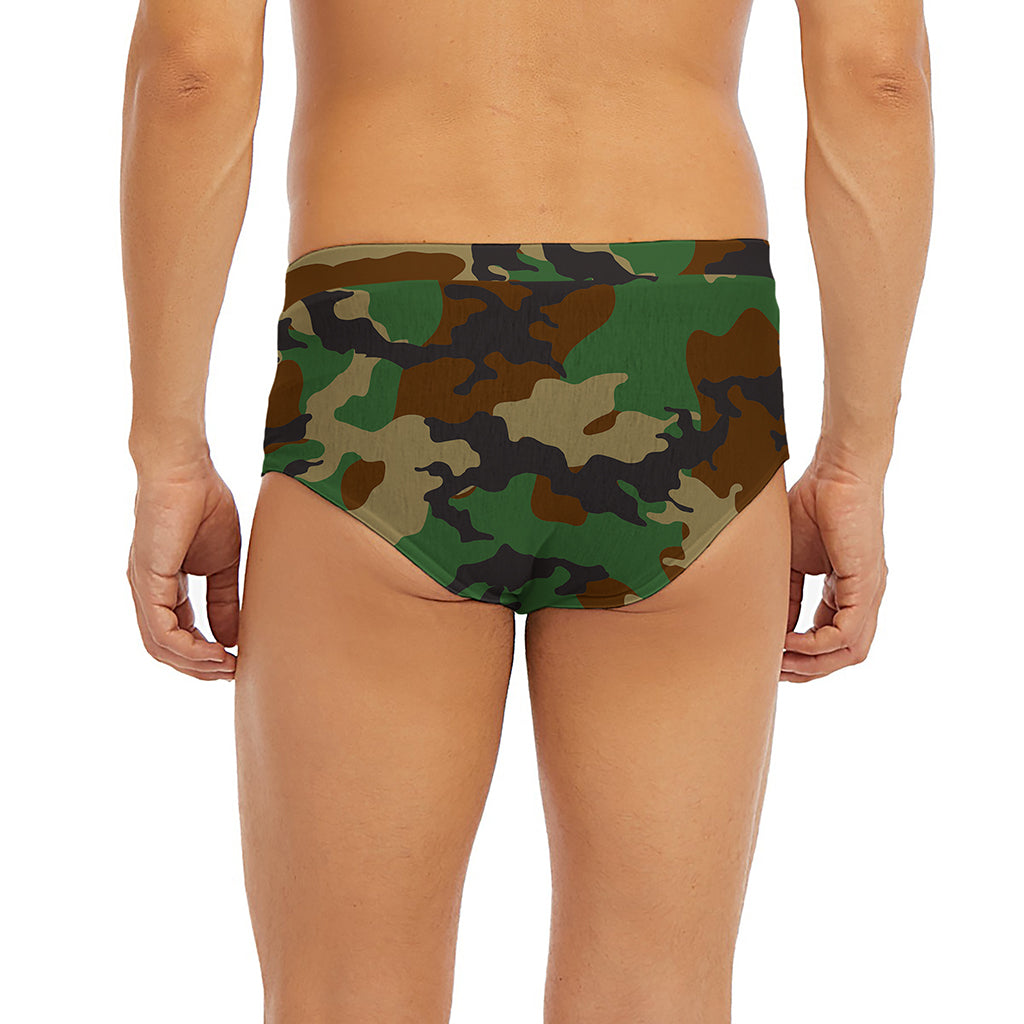 Green And Brown Camouflage Print Men's Briefs