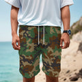 Green And Brown Camouflage Print Men's Cargo Shorts