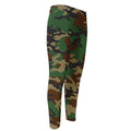 Green And Brown Camouflage Print Men's Compression Pants