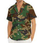 Green And Brown Camouflage Print Men's Deep V-Neck Shirt