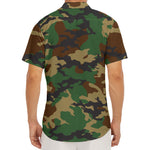Green And Brown Camouflage Print Men's Deep V-Neck Shirt