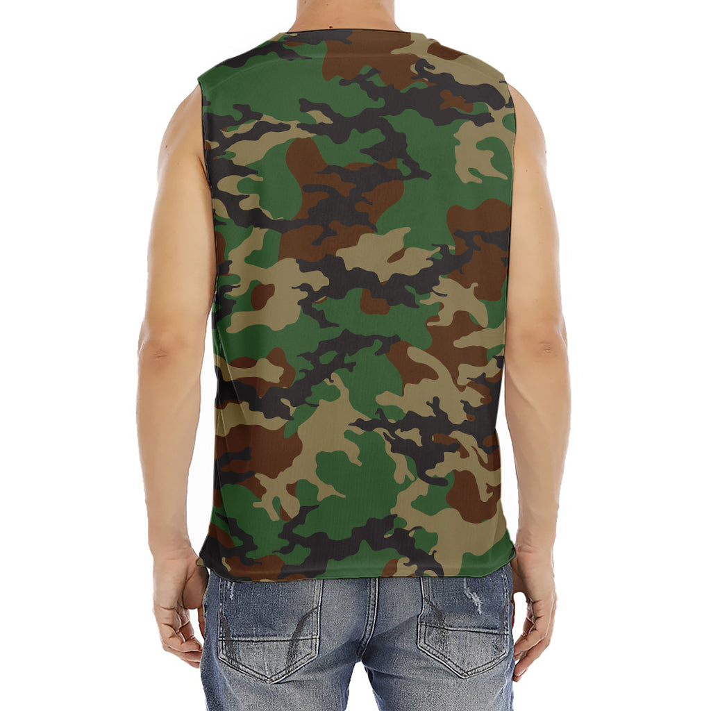 Green And Brown Camouflage Print Men's Fitness Tank Top