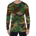 Green And Brown Camouflage Print Men's Long Sleeve T-Shirt