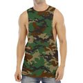 Green And Brown Camouflage Print Men's Muscle Tank Top