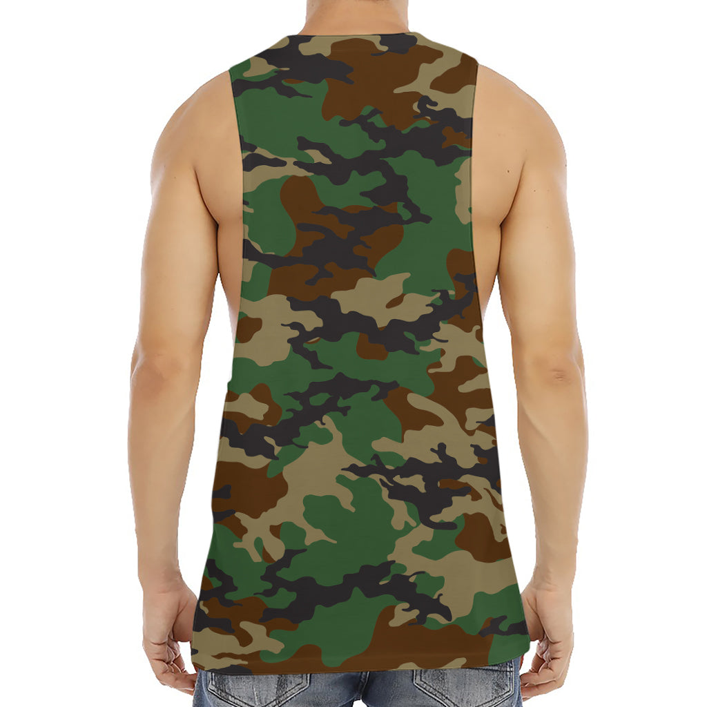 Green And Brown Camouflage Print Men's Muscle Tank Top