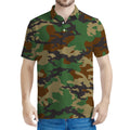 Green And Brown Camouflage Print Men's Polo Shirt