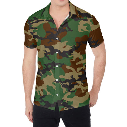 Green And Brown Camouflage Print Men's Shirt