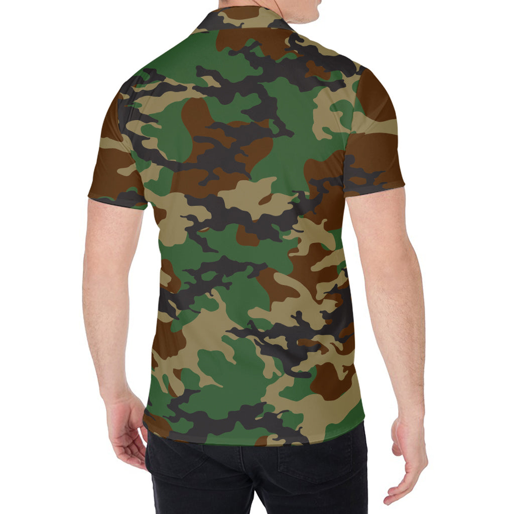 Green And Brown Camouflage Print Men's Shirt
