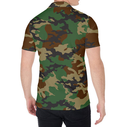 Green And Brown Camouflage Print Men's Shirt