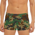 Green And Brown Camouflage Print Men's Short Boxer Briefs