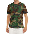 Green And Brown Camouflage Print Men's Short Sleeve Rash Guard