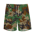 Green And Brown Camouflage Print Men's Sports Shorts