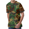 Green And Brown Camouflage Print Men's Velvet T-Shirt