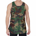 Green And Brown Camouflage Print Men's Velvet Tank Top