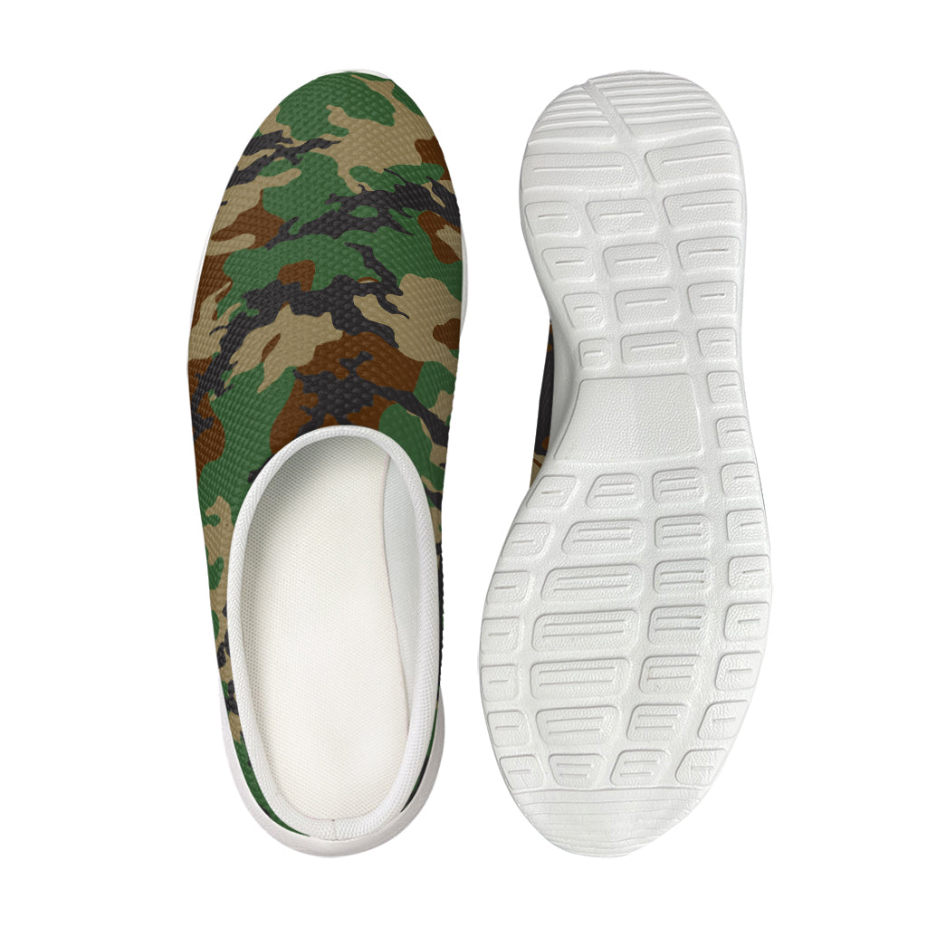 Green And Brown Camouflage Print Mesh Casual Shoes