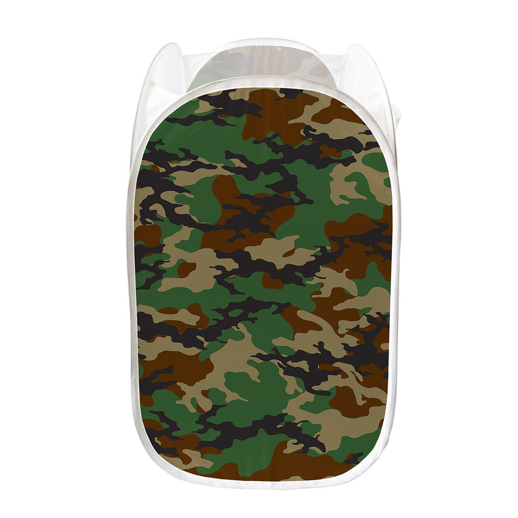Green And Brown Camouflage Print Mesh Laundry Hamper