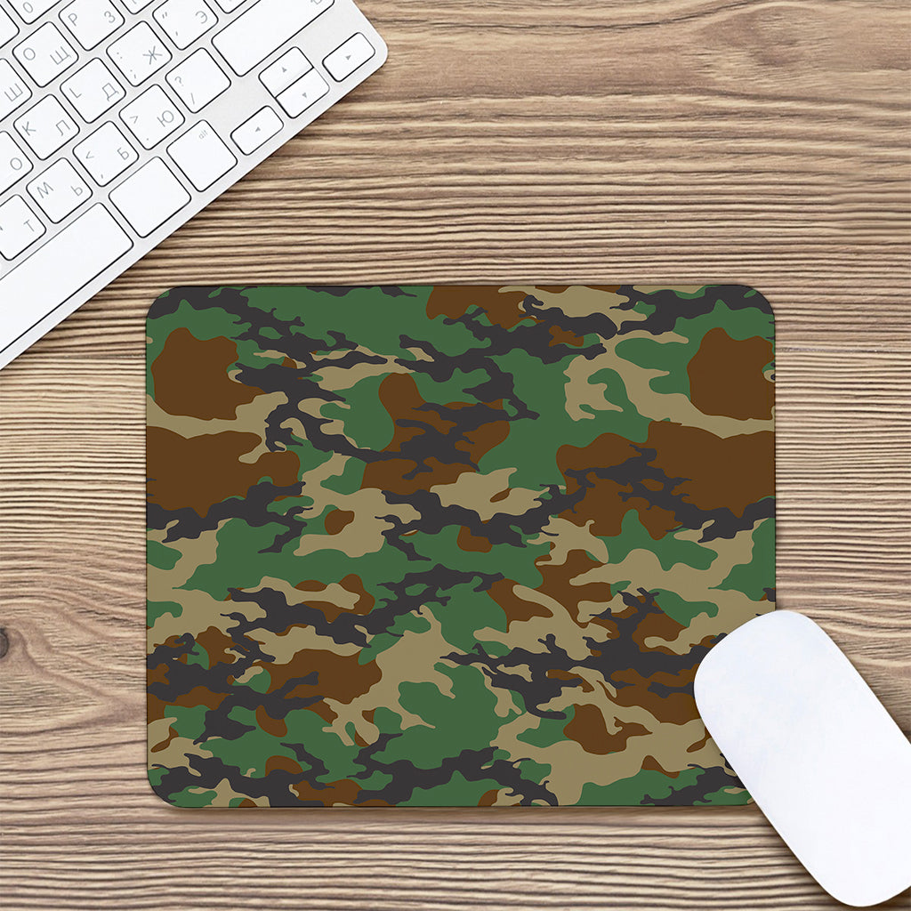 Green And Brown Camouflage Print Mouse Pad