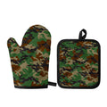 Green And Brown Camouflage Print Oven Mitt And Pot Holder Set