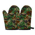 Green And Brown Camouflage Print Oven Mitts