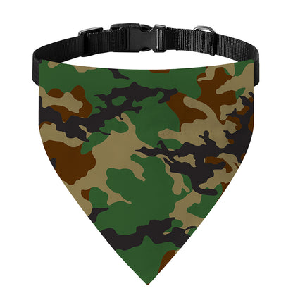 Green And Brown Camouflage Print Over The Collar Dog Bandana