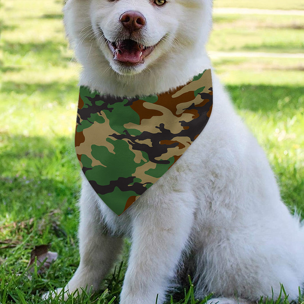 Green And Brown Camouflage Print Over The Collar Dog Bandana