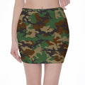 Green And Brown Camouflage Print Pencil Mini Skirt