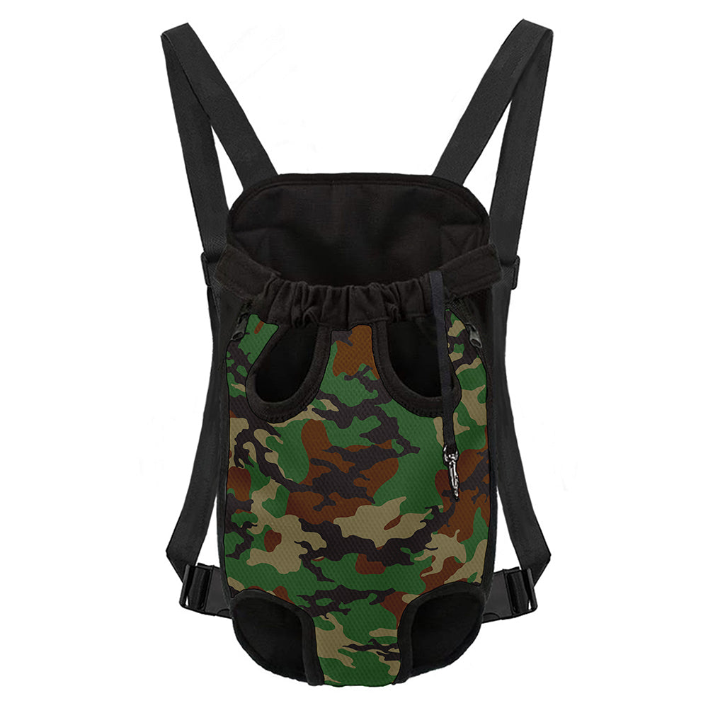 Green And Brown Camouflage Print Pet Carrier Backpack