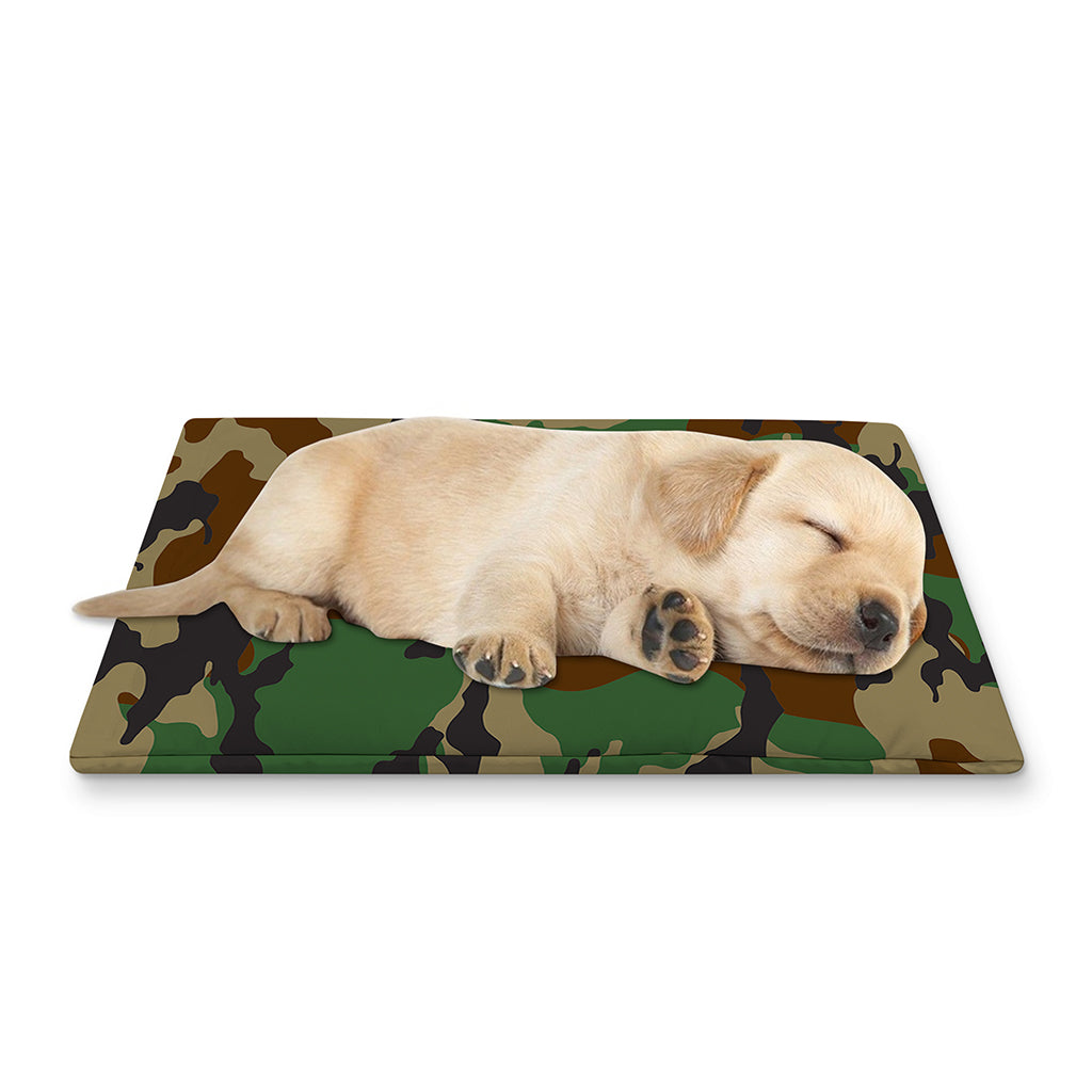 Green And Brown Camouflage Print Pet Cooling Mat Cover