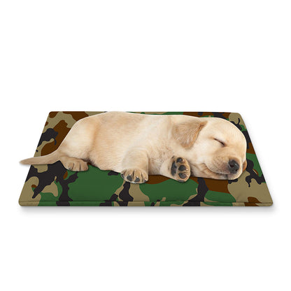 Green And Brown Camouflage Print Pet Cooling Mat Cover