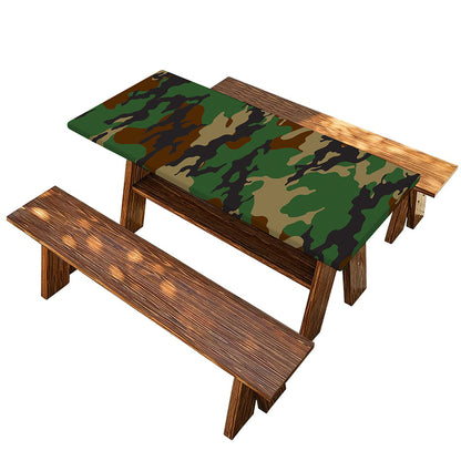 Green And Brown Camouflage Print Picnic Table Cover