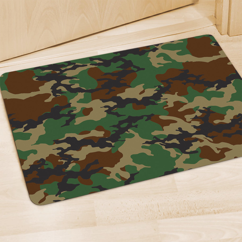 Green And Brown Camouflage Print Polyester Doormat