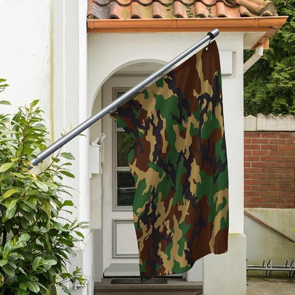 Green And Brown Camouflage Print Polyester Flag